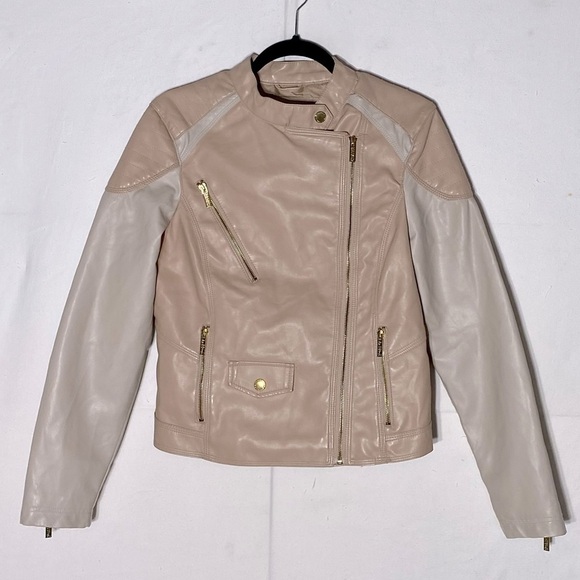 Buffalo Ivory Blush Beige Faux Leather Moto Style Jacket M - Picture 14 of 14
